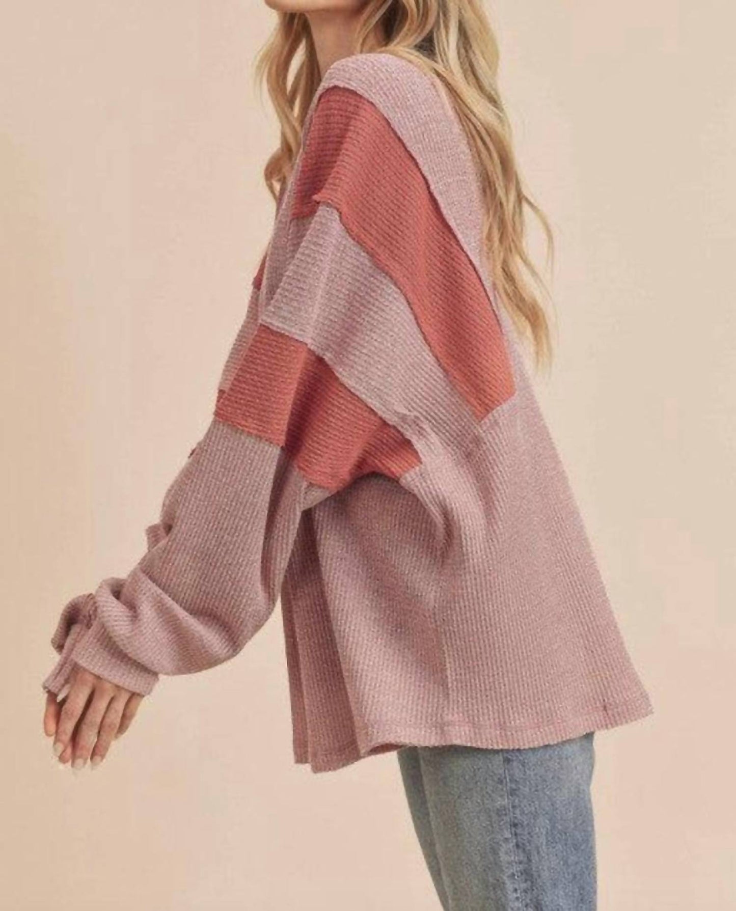 Aemi + Co - Fern Lightweight Patch Henley Sweater
