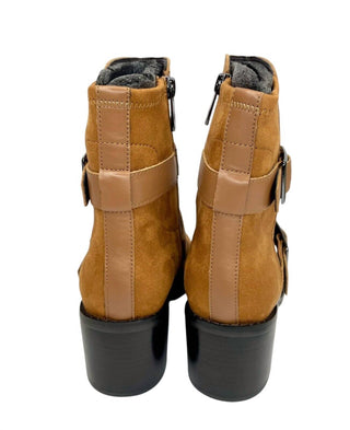 Donald Pliner - Botas femininas Darby de couro e camurça Saddle