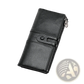 First Layer Cowhide Leather Zipper Tri-fold Wallet