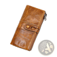 First Layer Cowhide Leather Zipper Tri-fold Wallet