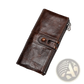 First Layer Cowhide Leather Zipper Tri-fold Wallet