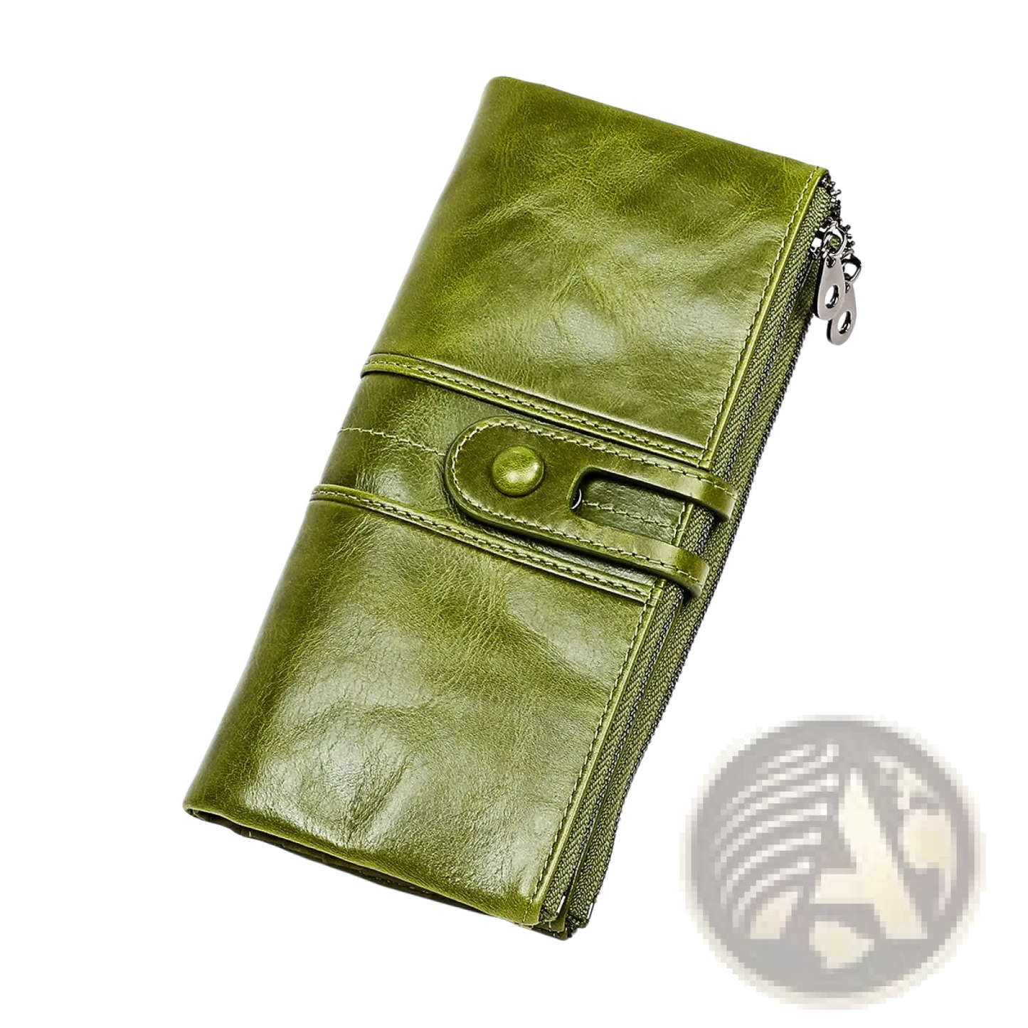 First Layer Cowhide Leather Zipper Tri-fold Wallet