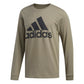 Camiseta masculina de manga comprida com logotipo da Adidas, verde oliva, tamanho 2, extra grande