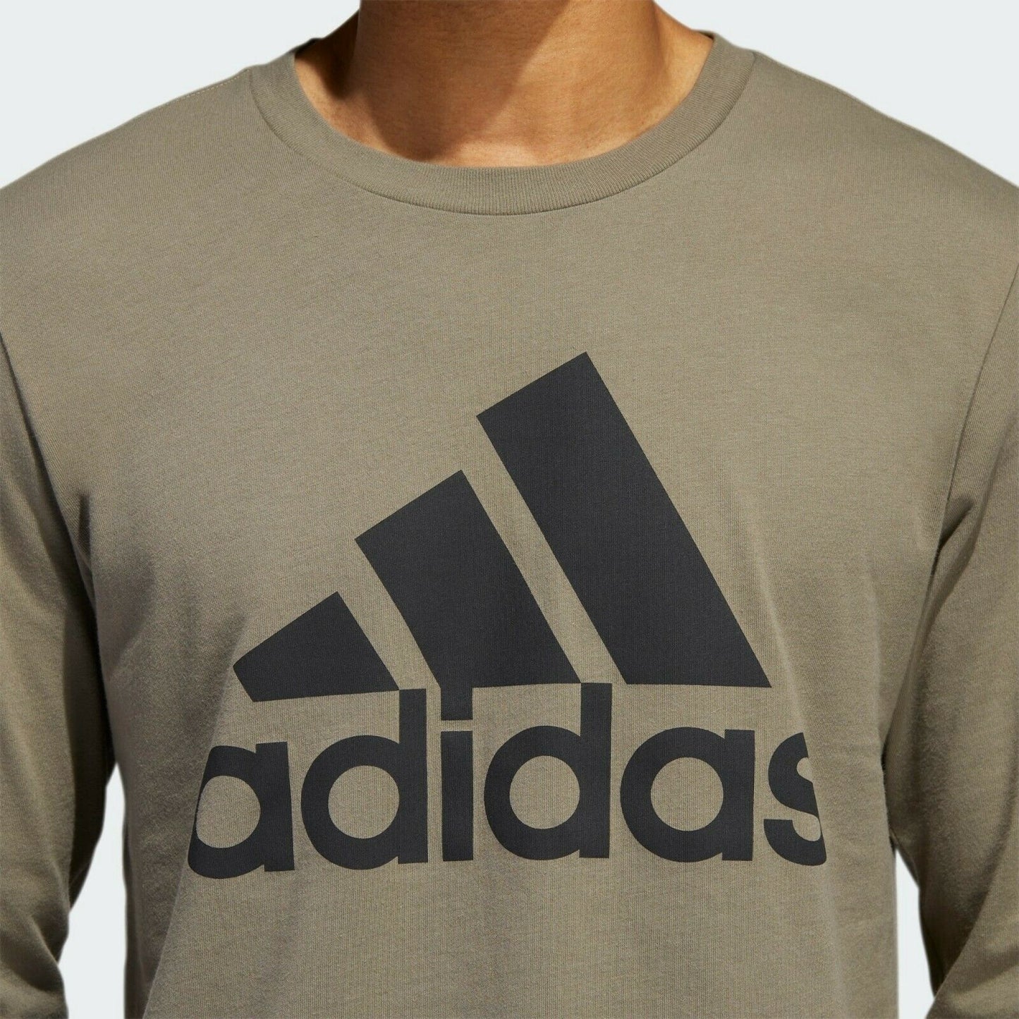 Camiseta masculina de manga comprida com logotipo da Adidas, verde oliva, tamanho 2, extra grande