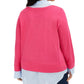Camisa feminina plus size Tommy Hilfiger com aparência em camadas, rosa brilhante, tamanho 3X