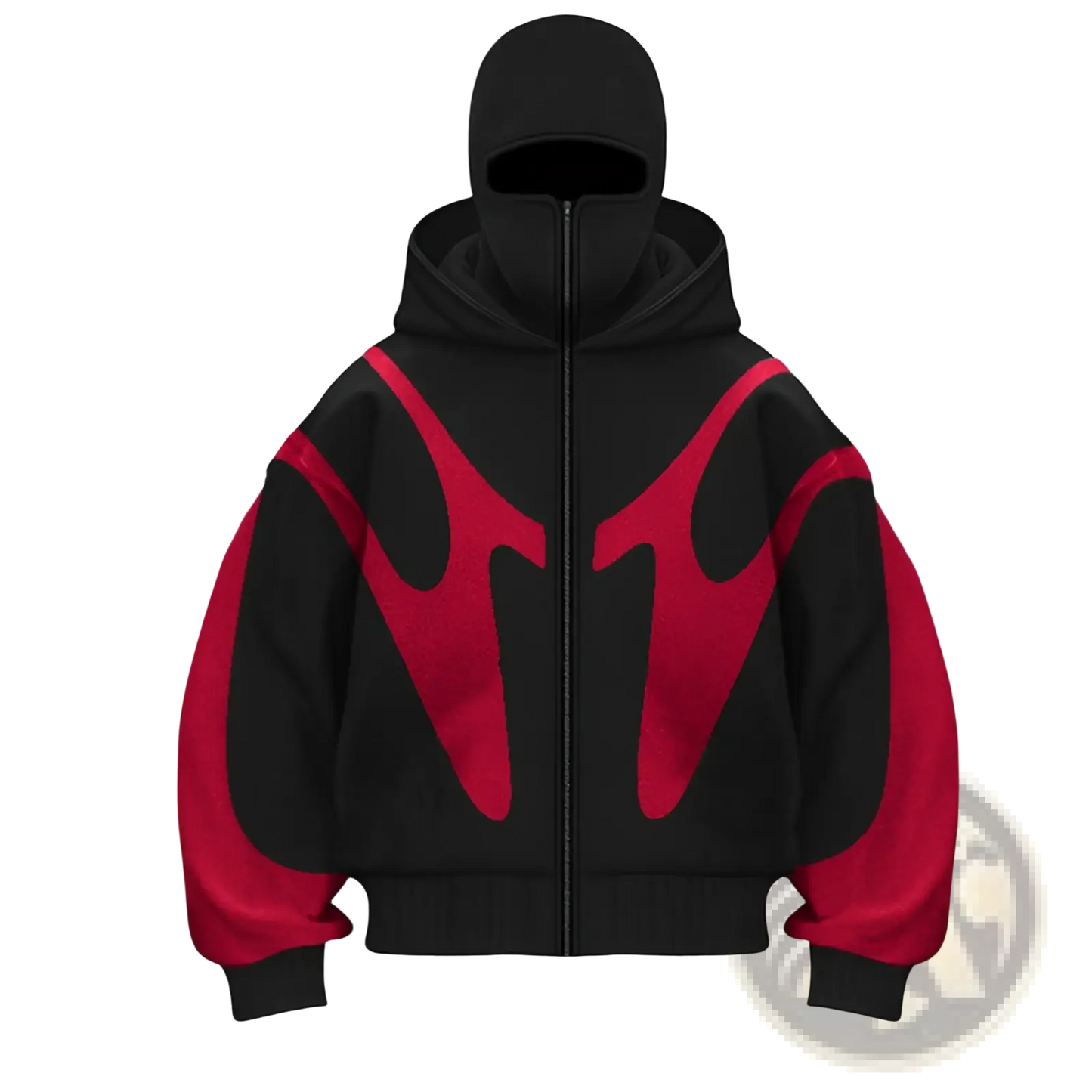 Flame Graphic Balaclava Hooded Zip Up Jacket