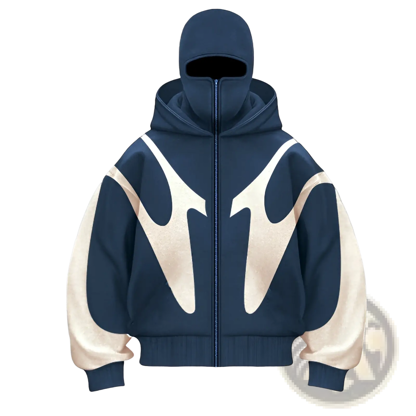 Flame Graphic Balaclava Hooded Zip Up Jacket