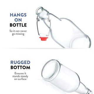 Garrafas de vidro com tampas herméticas e tampas articuladas - 16 oz, pacote com 6 