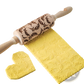 Floral Embossed Beech Wood Rolling Pin for Baking