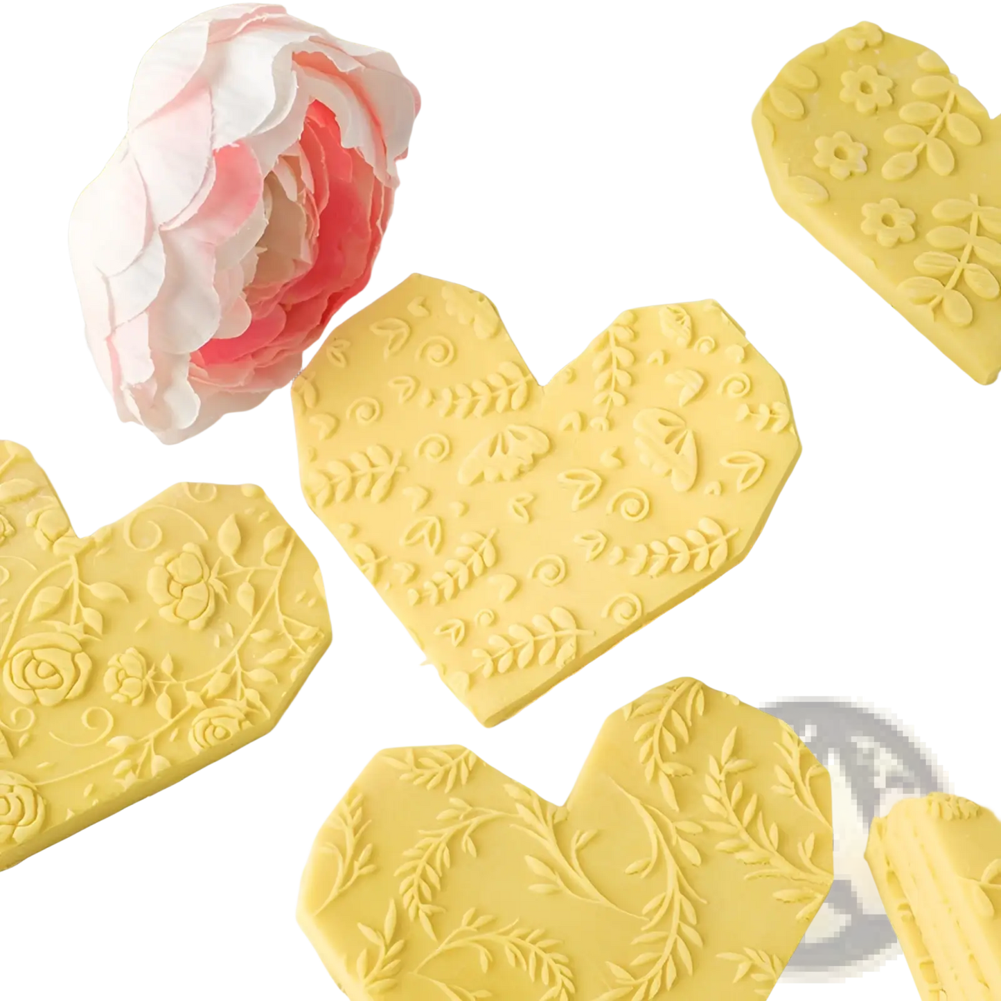 Floral Embossed Beech Wood Rolling Pin for Baking