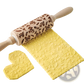 Floral Embossed Beech Wood Rolling Pin for Baking
