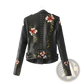Floral Embroidered Studded Leather Moto Jacket