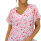 Floral Flutter Sleeve v Neck Summer Blouse