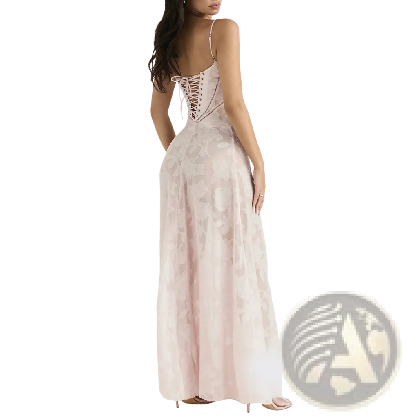 Floral Lace Backless Maxi Party Dress