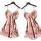 Floral Lace Satin Nightgown Silk Sleepwear Slip Dress