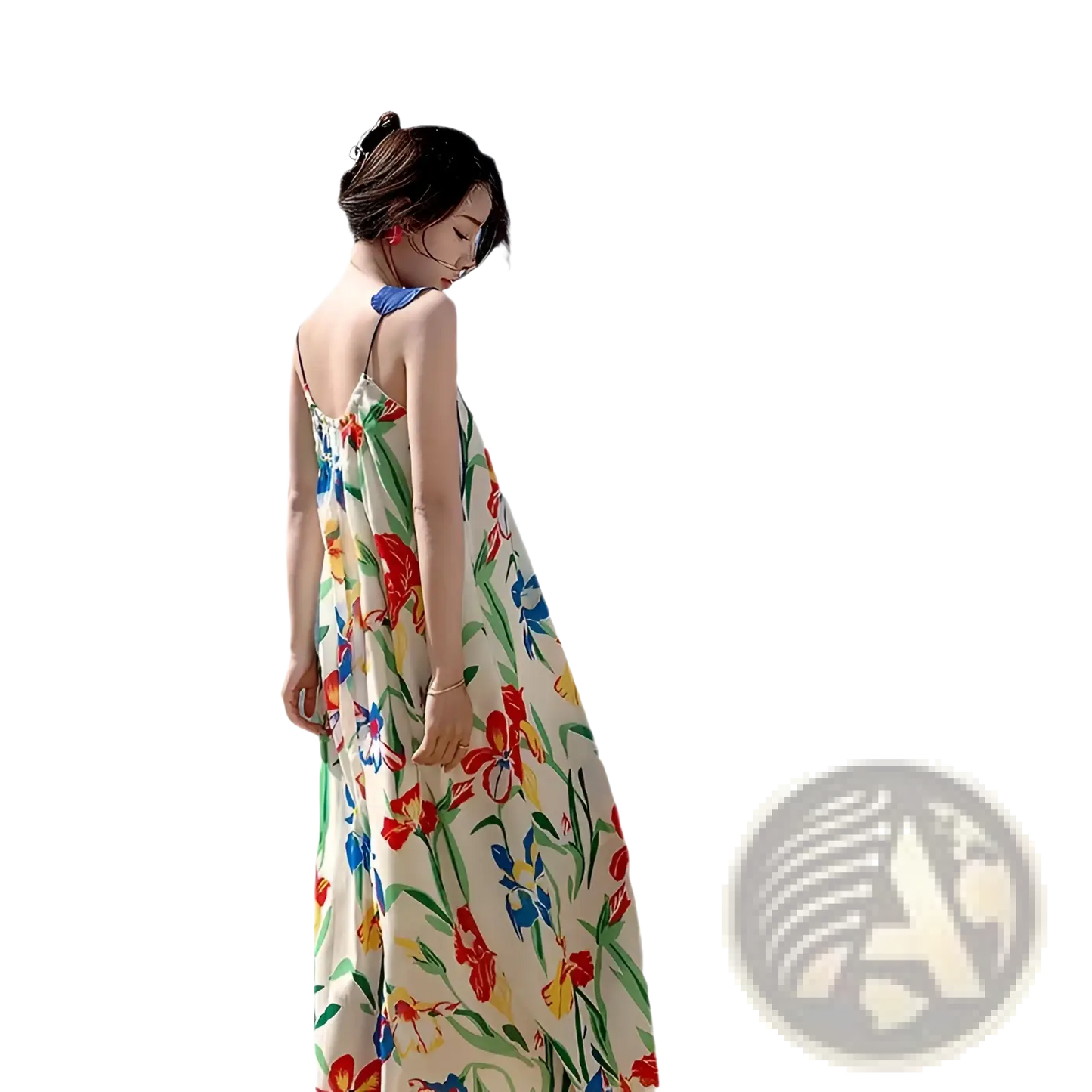 Floral Mesh Maxi Dress with Retro Slip Silhouette
