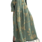 Floral Print A-line Plus Size Linen Maxi Dress