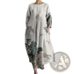 Floral Print A-line Plus Size Linen Maxi Dress