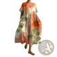 Floral Print A-line Plus Size Linen Maxi Dress