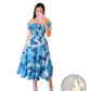 Floral Print Smocked Tiered Midi Dress with Square Neckline