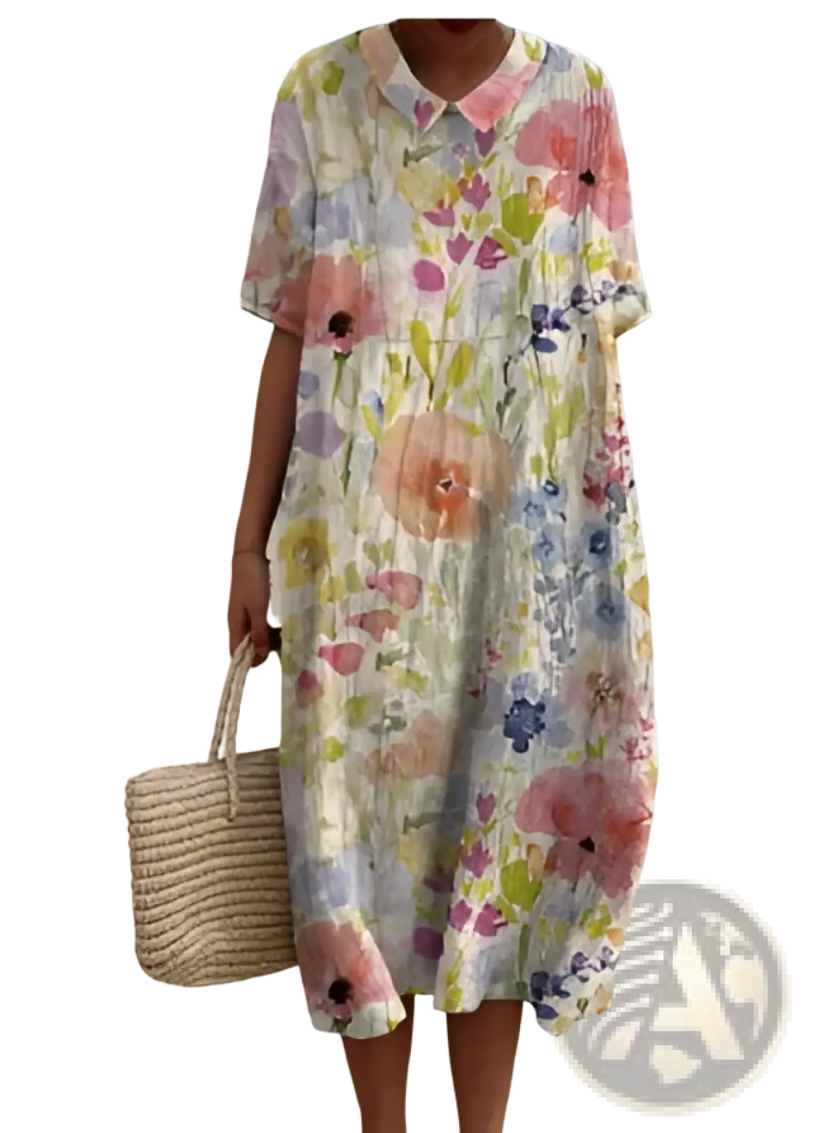 Floral Print v Neck Loose Maxi Dress
