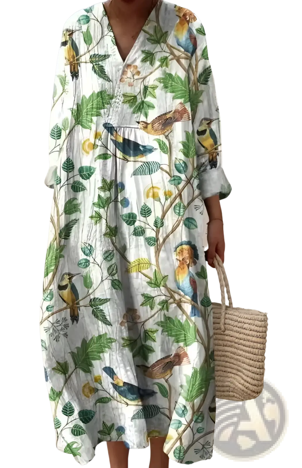 Floral Print v Neck Loose Maxi Dress