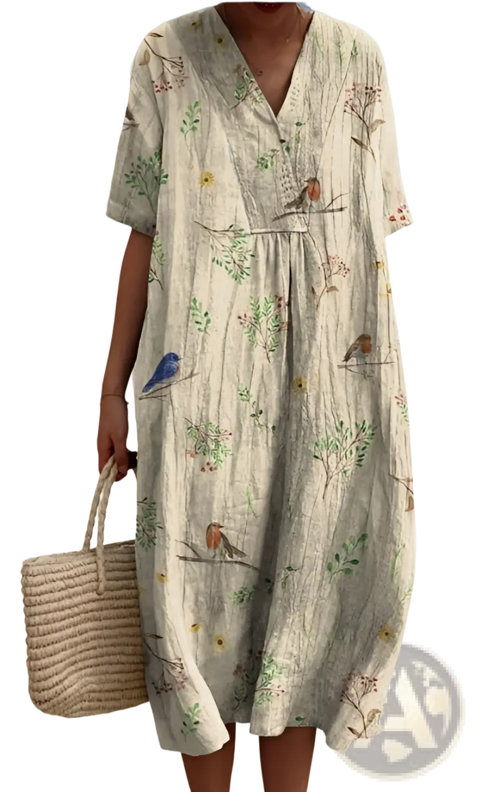 Floral Print v Neck Loose Maxi Dress