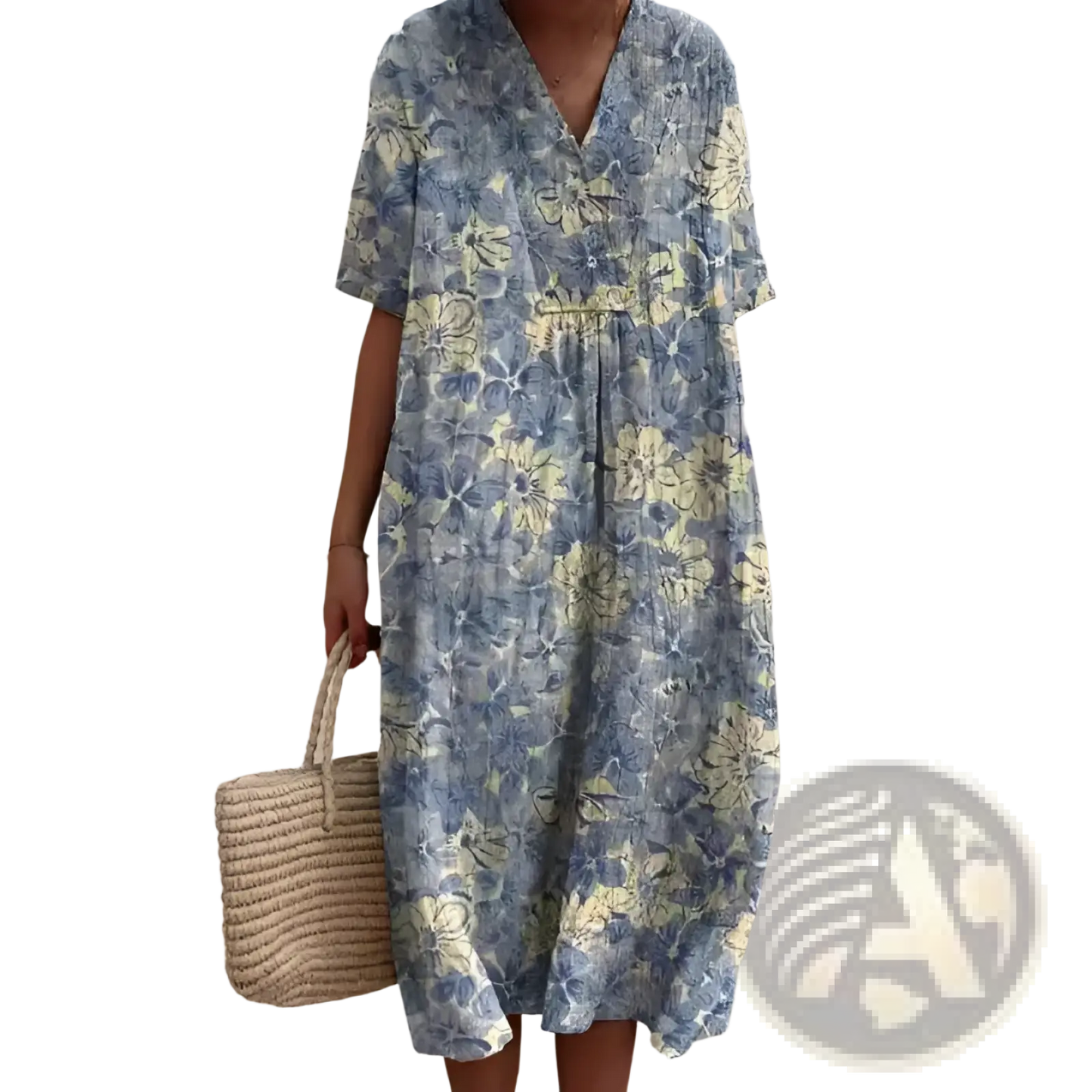 Floral Print v Neck Loose Maxi Dress