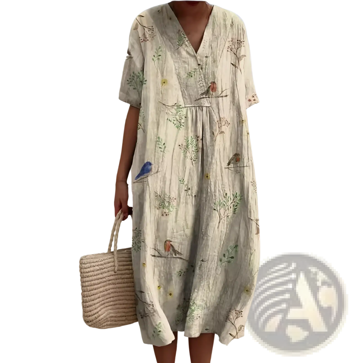 Floral Print v Neck Loose Maxi Dress