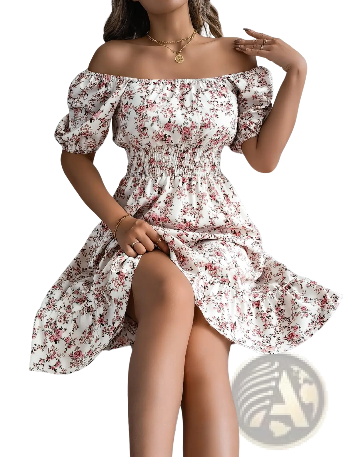 Floral Square Neck Puff Sleeve Ruffle Summer Dress