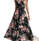 Floral v Neck Ruffled Maxi Dress with Belted Waist