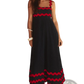 Floral Wavy Trim A-line Beach Maxi Dress