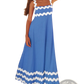 Floral Wavy Trim A-line Beach Maxi Dress