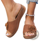 Flower Wedge Sandals Retro Hollow Leather Beach Shoes