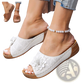 Flower Wedge Sandals Retro Hollow Leather Beach Shoes