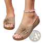 Flower Wedge Sandals Retro Hollow Leather Beach Shoes