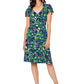 Vestido feminino Leota's com mangas esvoaçantes e borboleta azul-marinho