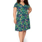 Vestido feminino Leota's Curve com mangas esvoaçantes e borboleta azul-marinho
