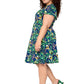 Vestido feminino Leota's Curve com mangas esvoaçantes e borboleta azul-marinho