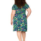 Vestido feminino Leota's Curve com mangas esvoaçantes e borboleta azul-marinho