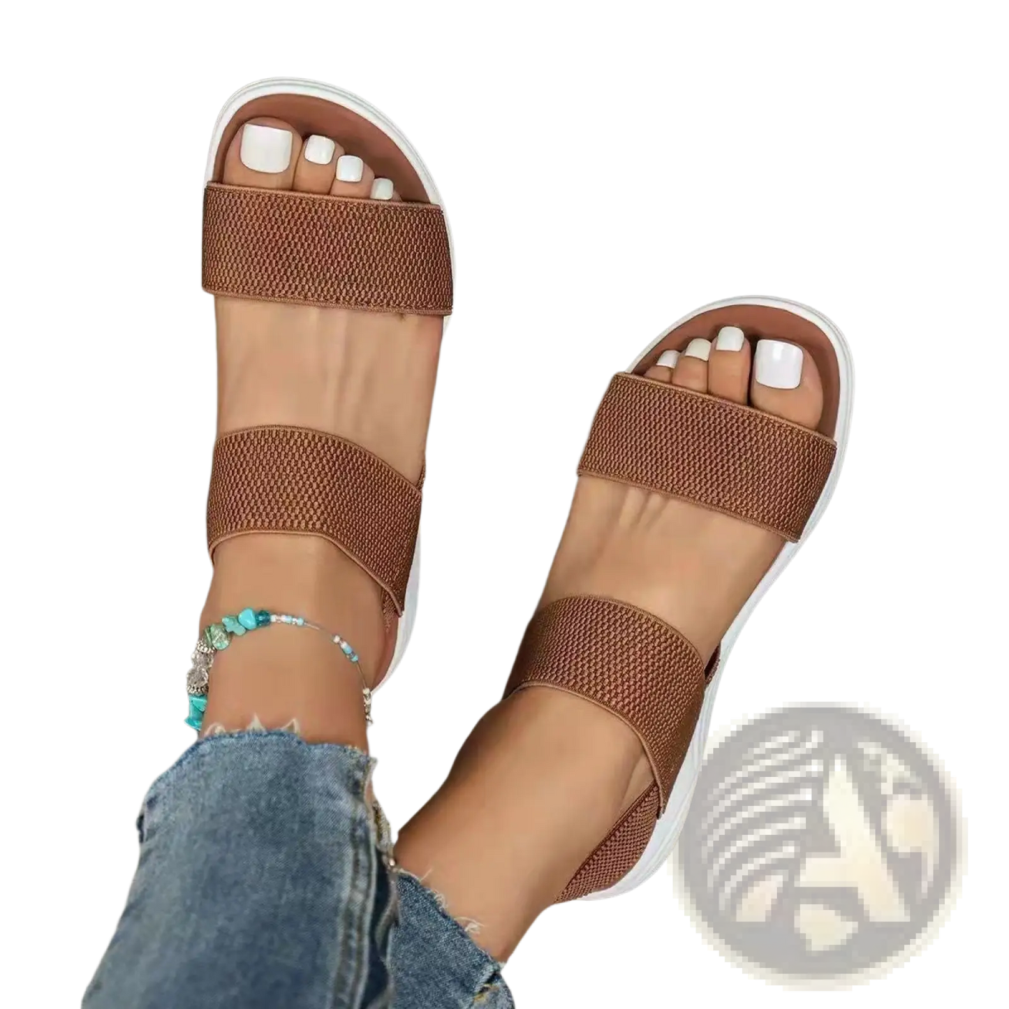 Flyknit Elastic Back Strap Flat Sandals for Women