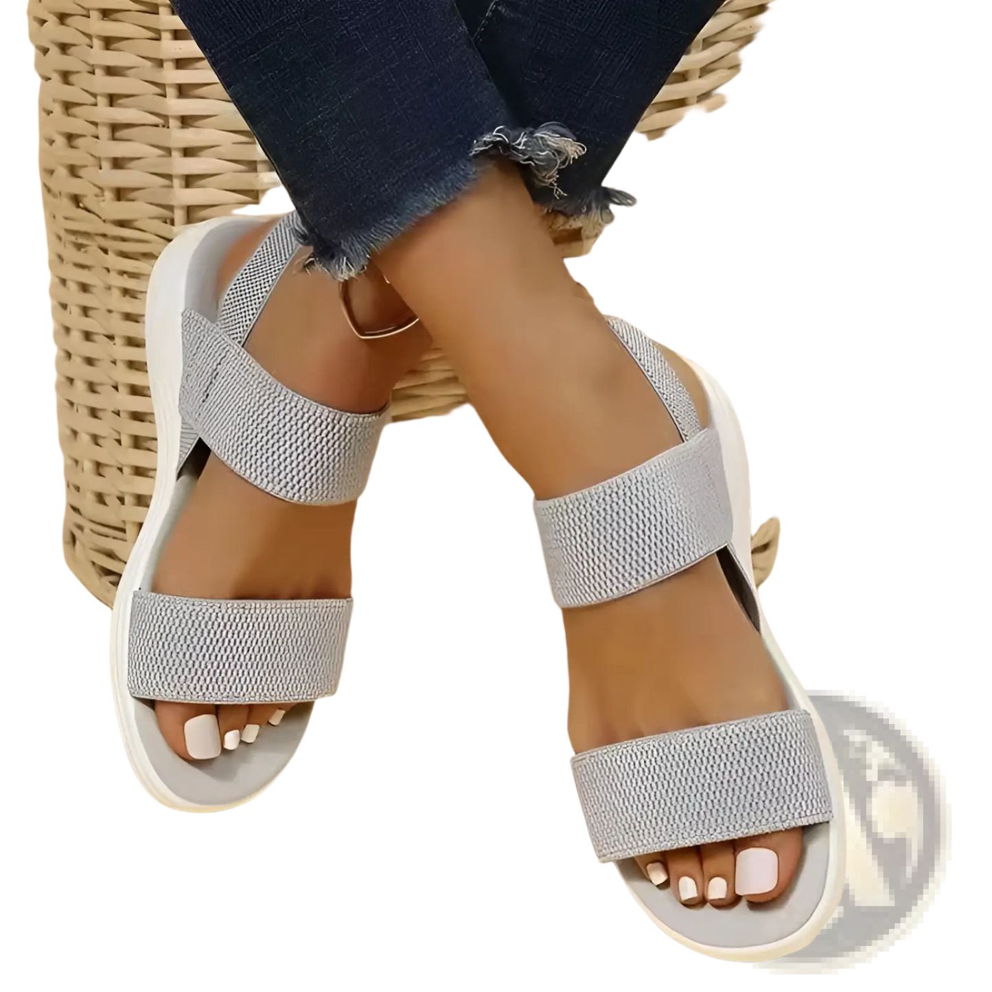 Flyknit Elastic Back Strap Flat Sandals for Women