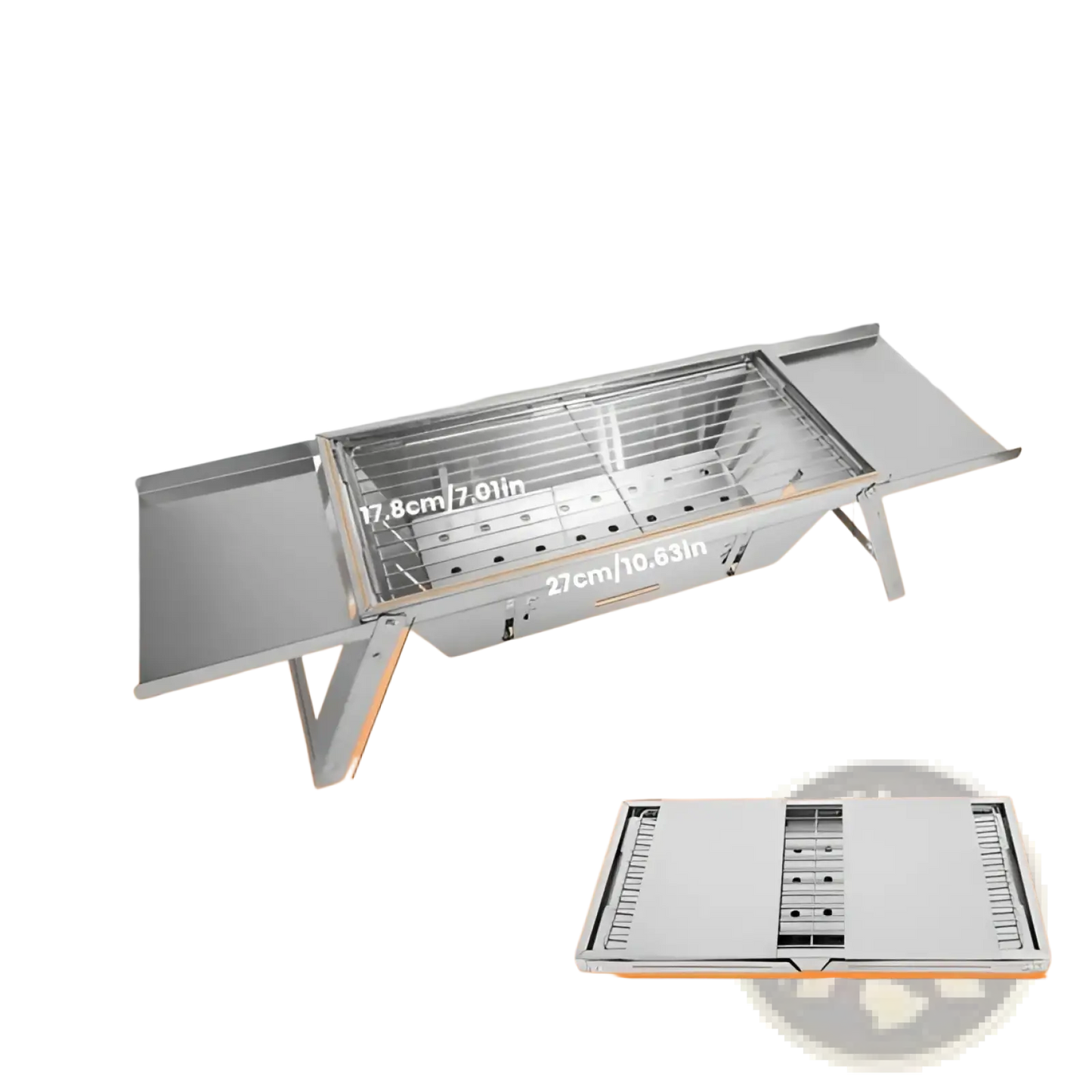 Foldable Charcoal Grill 3 in 1 Stainless Steel Set