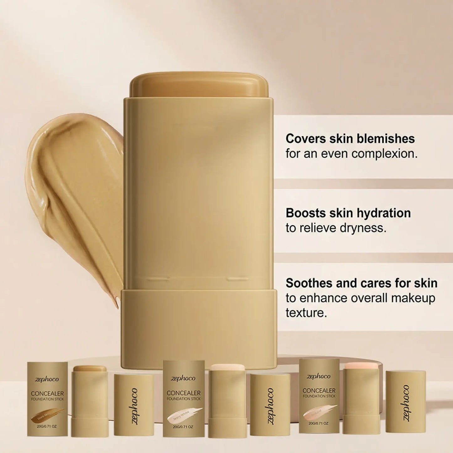Foundation Stick Zephoco Natural Concealing Makeup