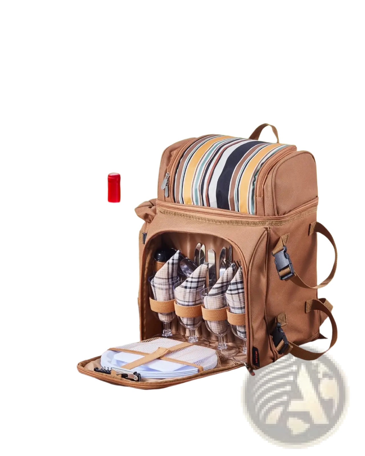 Four Person Insulated Canvas Picnic Backpack with Blanket