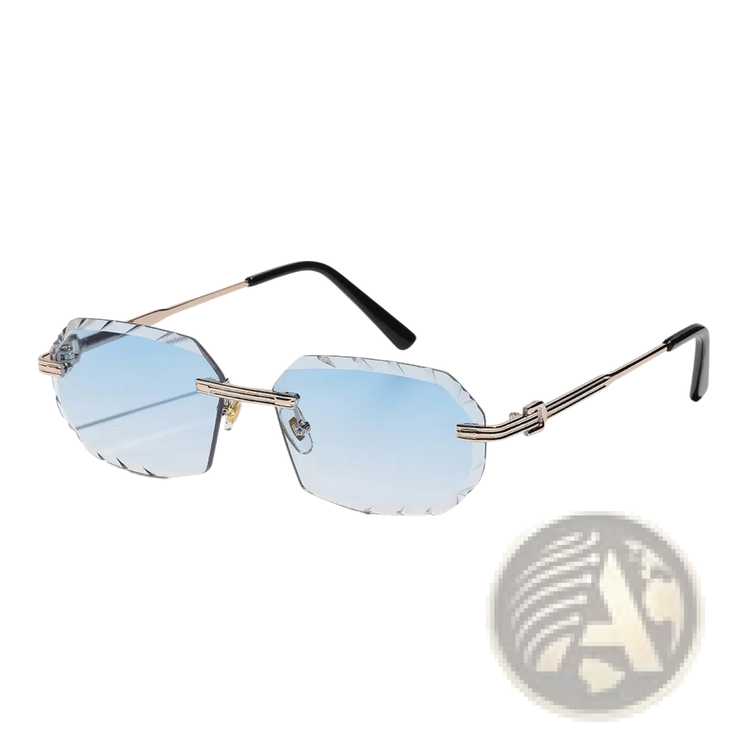 Frameless Geometric Diamond Cut Gradient Sunglasses