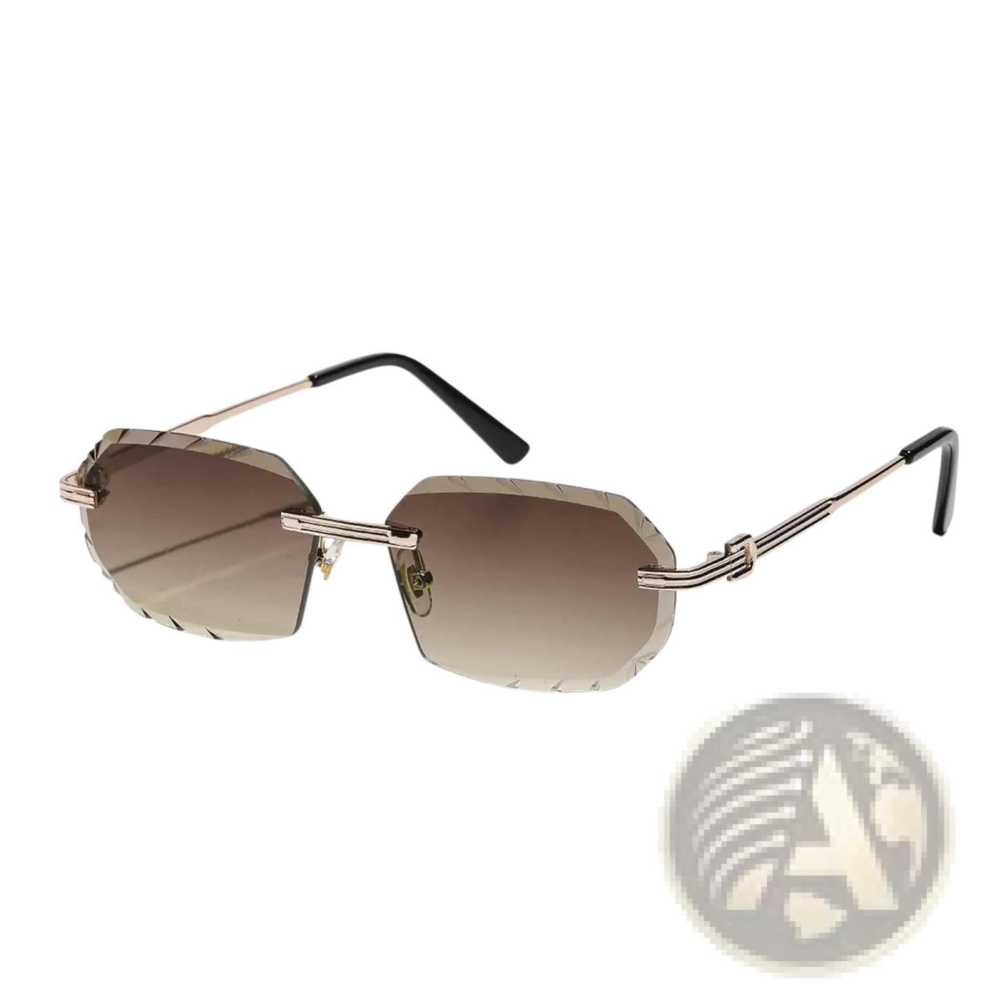 Frameless Geometric Diamond Cut Gradient Sunglasses