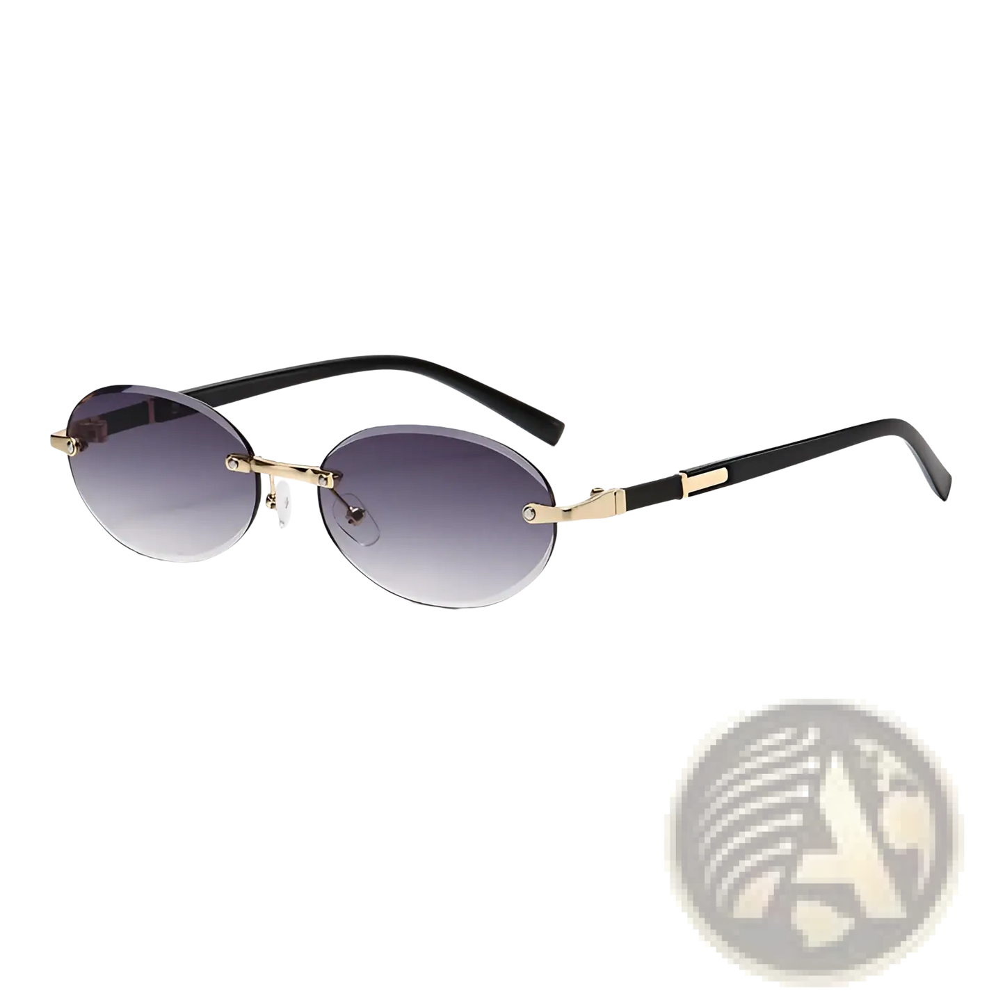 Frameless Oval Uv400 Fashion Sunglasses with Metal Accents