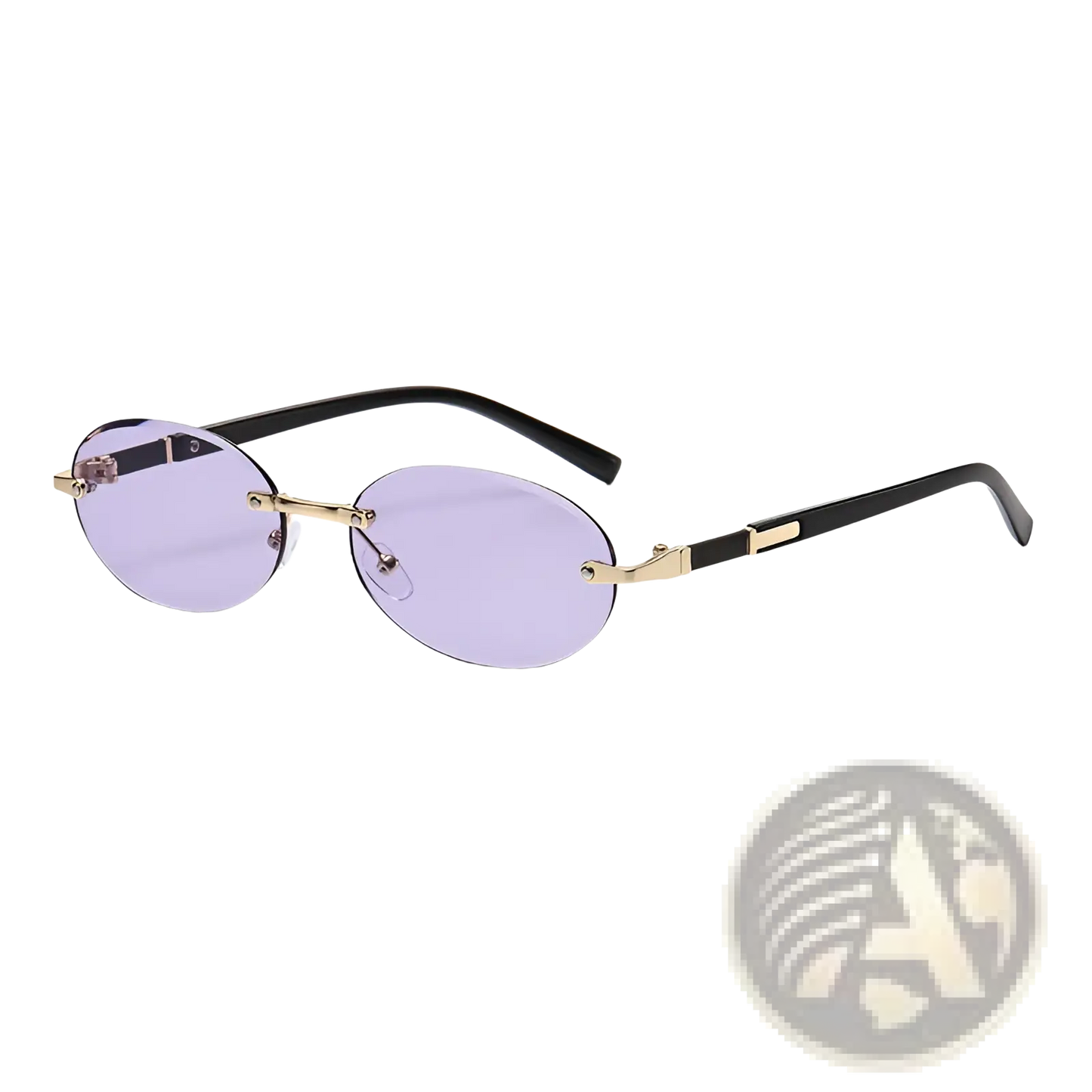 Frameless Oval Uv400 Fashion Sunglasses with Metal Accents