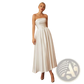 French Satin Strapless Midi Wedding and Evening Gown